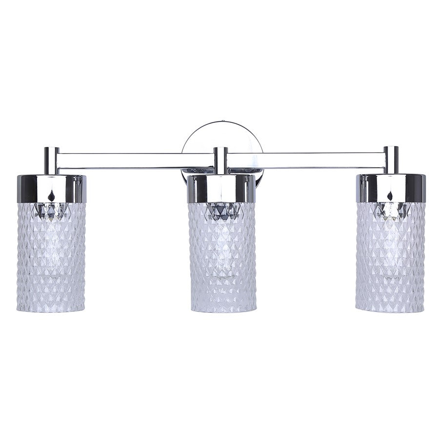 Canarm Eden 23in 3-Light Vanity | Chrome and Diamond Glass | Bathroom Vanity Light | 23.25 x 6.25 x 10.88 in | Model IVL1168A03CH