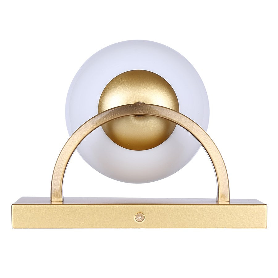 Canarm Monroe 8in 1-Light Sconce | Gold and Opal Glass | Bathroom Vanity Light | 8.25 x 6.25 x 6.75 in | Model IVL1169A01GDP