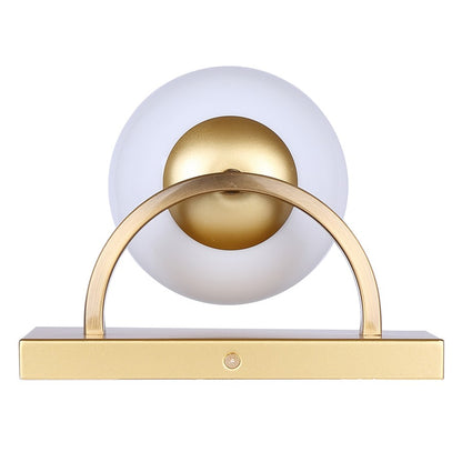 Canarm Monroe 8in 1-Light Sconce | Gold and Opal Glass | Bathroom Vanity Light | 8.25 x 6.25 x 6.75 in | Model IVL1169A01GDP