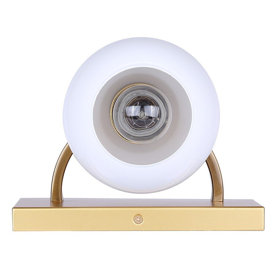 Canarm Monroe 8in 1-Light Sconce | Gold and Opal Glass | Bathroom Vanity Light | 8.25 x 6.25 x 6.75 in | Model IVL1169A01GDP