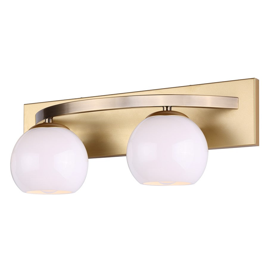 Canarm Monroe 18in 2-Light Vanity | Gold and Opal Glass | Bathroom Vanity Light | 18 x 6.5 x 6.75 in | Model IVL1169A02GDP