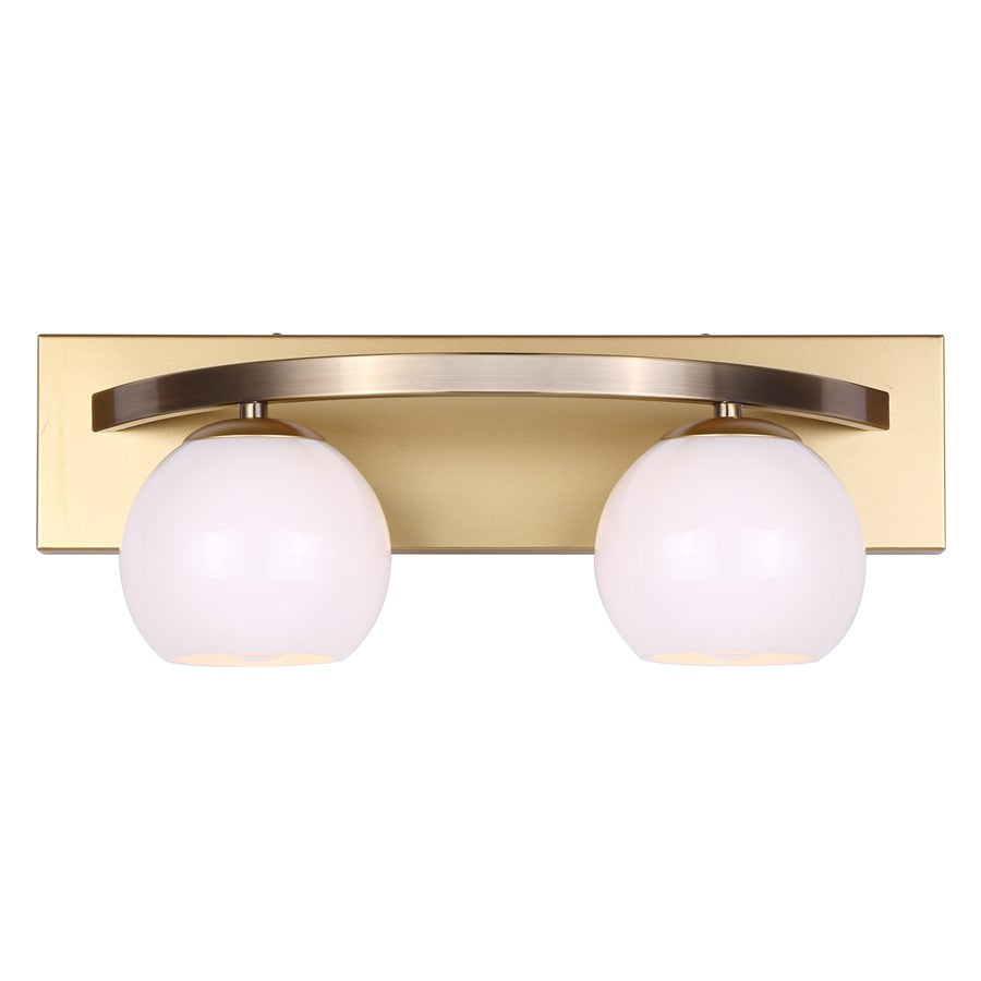 Canarm Monroe 18in 2-Light Vanity | Gold and Opal Glass | Bathroom Vanity Light | 18 x 6.5 x 6.75 in | Model IVL1169A02GDP