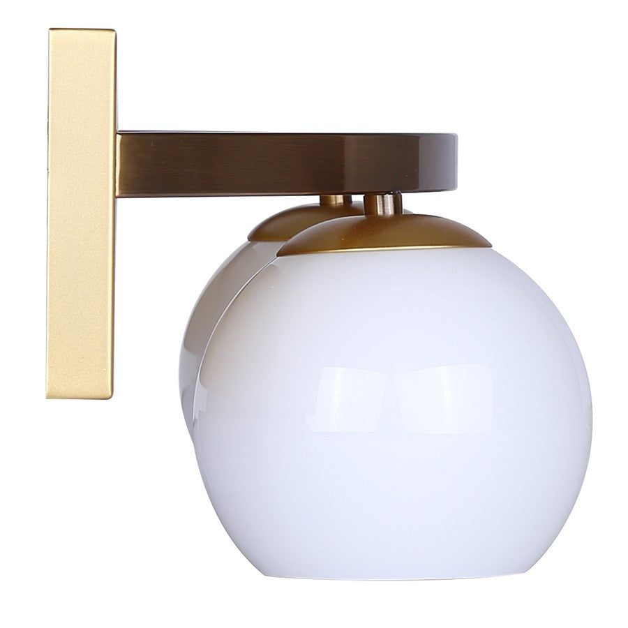 Canarm Monroe 18in 2-Light Vanity | Gold and Opal Glass | Bathroom Vanity Light | 18 x 6.5 x 6.75 in | Model IVL1169A02GDP