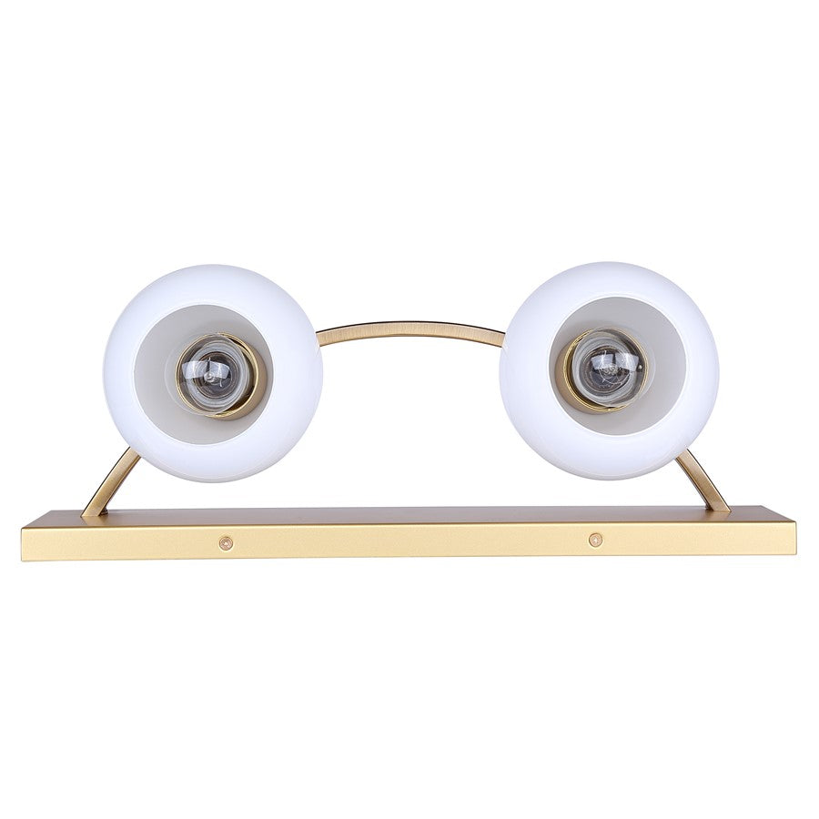 Canarm Monroe 18in 2-Light Vanity | Gold and Opal Glass | Bathroom Vanity Light | 18 x 6.5 x 6.75 in | Model IVL1169A02GDP