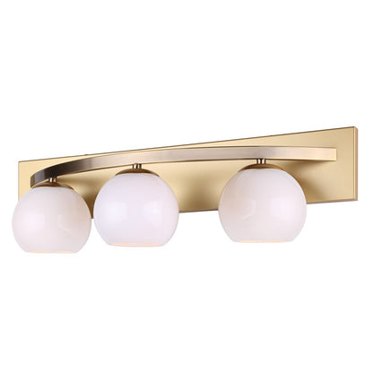 Canarm Monroe 24in 3-Light Vanity Light | Gold Metal and Opal Glass | Bathroom & Powder Room | 24 x 8 x 6.75 in | Model IVL1169A03GDP