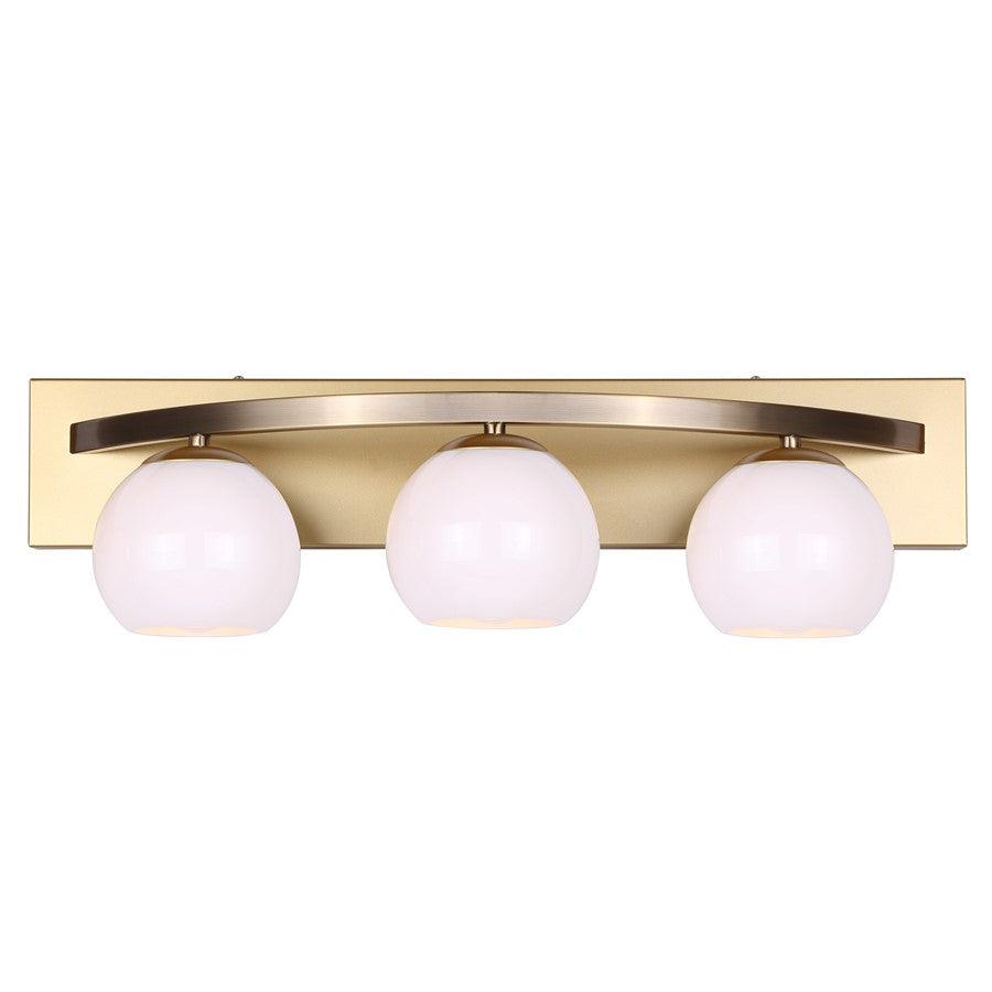 Canarm Monroe 24in 3-Light Vanity Light | Gold Metal and Opal Glass | Bathroom & Powder Room | 24 x 8 x 6.75 in | Model IVL1169A03GDP