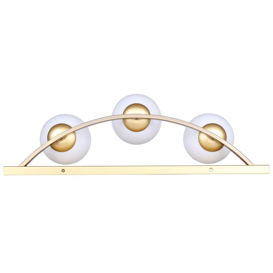 Canarm Monroe 24in 3-Light Vanity Light | Gold Metal and Opal Glass | Bathroom & Powder Room | 24 x 8 x 6.75 in | Model IVL1169A03GDP