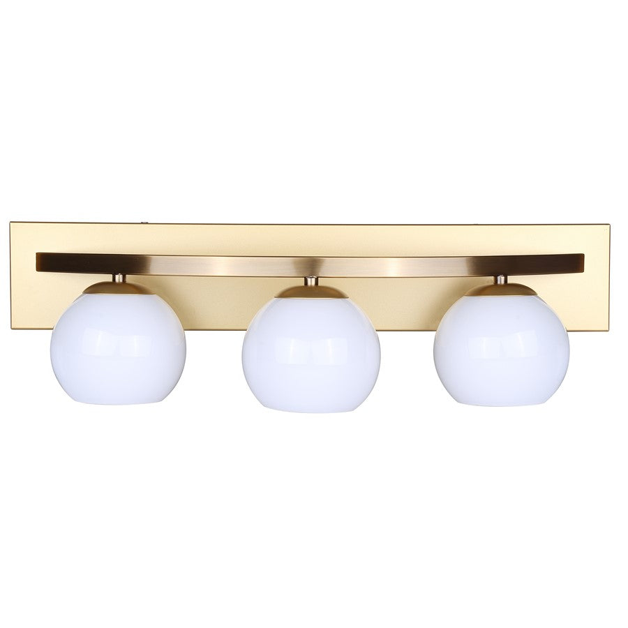 Canarm Monroe 24in 3-Light Vanity Light | Gold Metal and Opal Glass | Bathroom & Powder Room | 24 x 8 x 6.75 in | Model IVL1169A03GDP