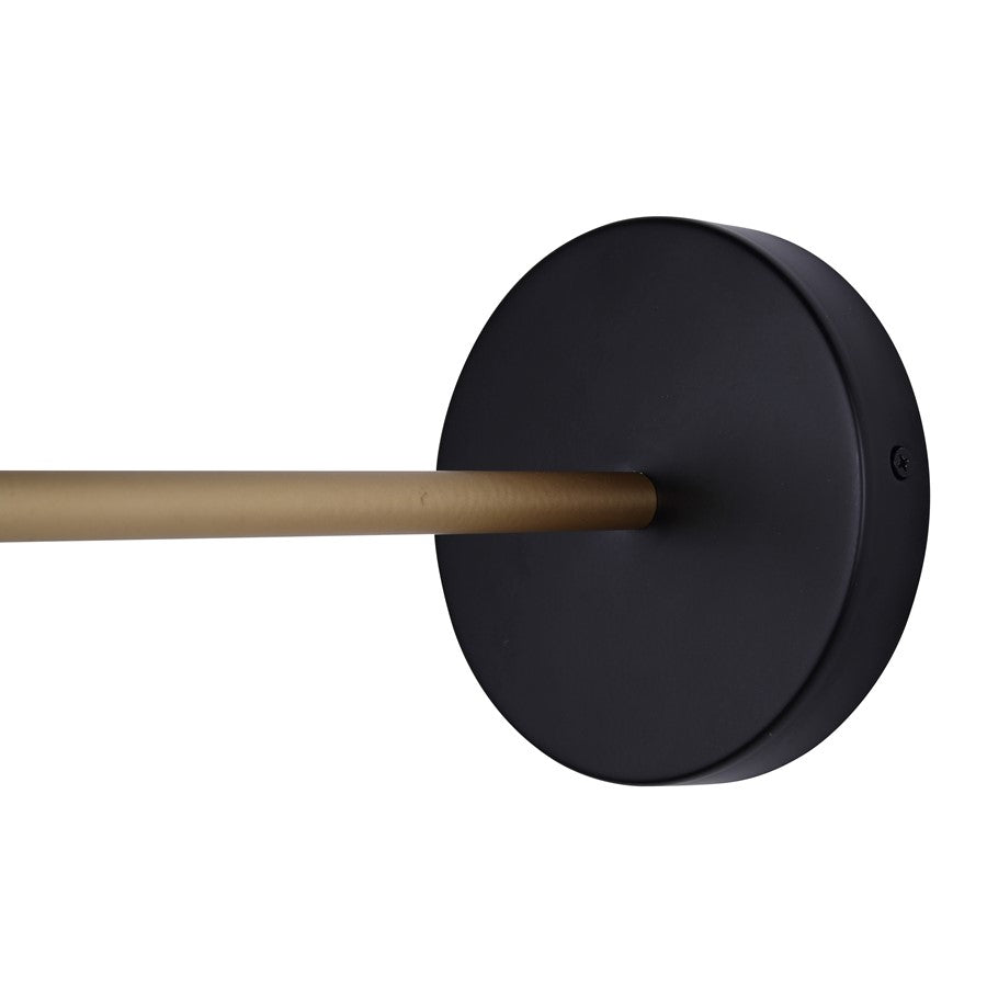 Canarm Rame 12in 1-Light Vanity Light | Retro Matte Black and Gold Metal | Bathroom & Powder Room | 11.66 x 5.125 x 12 in | Model IVL1178A01BKG