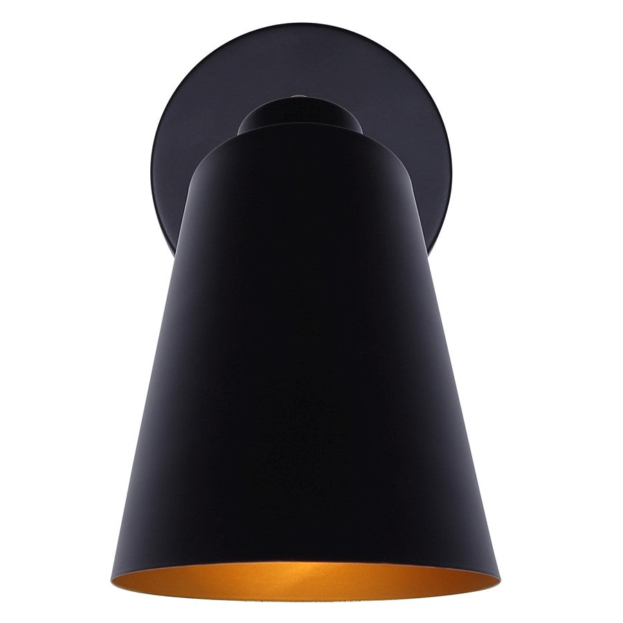 Canarm Rame 12in 1-Light Vanity Light | Retro Matte Black and Gold Metal | Bathroom & Powder Room | 11.66 x 5.125 x 12 in | Model IVL1178A01BKG