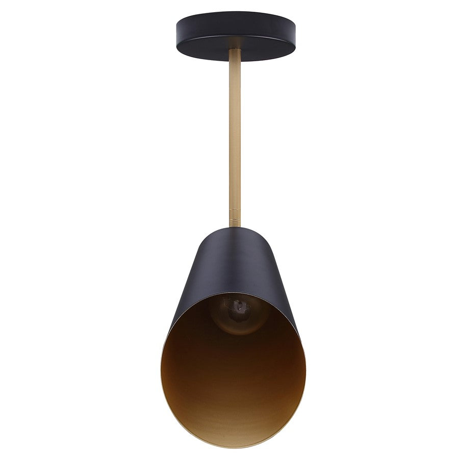Canarm Rame 12in 1-Light Vanity Light | Retro Matte Black and Gold Metal | Bathroom & Powder Room | 11.66 x 5.125 x 12 in | Model IVL1178A01BKG
