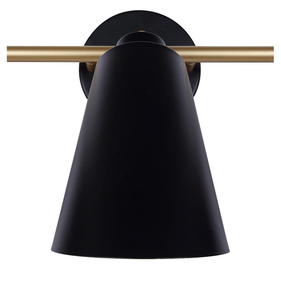 Canarm Rame 23in 3-Light Vanity Light | Retro Matte Black and Gold Metal | Bathroom & Powder Room | 23 x 7 x 12 in | Model IVL1178A03BKG
