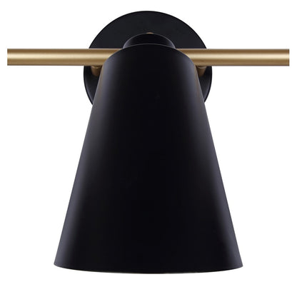 Canarm Rame 23in 3-Light Vanity Light | Retro Matte Black and Gold Metal | Bathroom & Powder Room | 23 x 7 x 12 in | Model IVL1178A03BKG