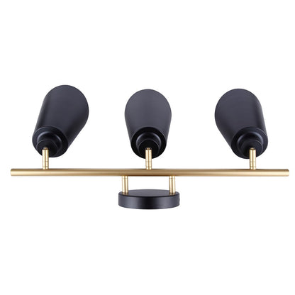 Canarm Rame 23in 3-Light Vanity Light | Retro Matte Black and Gold Metal | Bathroom & Powder Room | 23 x 7 x 12 in | Model IVL1178A03BKG