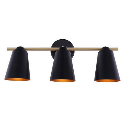 Canarm Rame 23in 3-Light Vanity Light | Retro Matte Black and Gold Metal | Bathroom & Powder Room | 23 x 7 x 12 in | Model IVL1178A03BKG