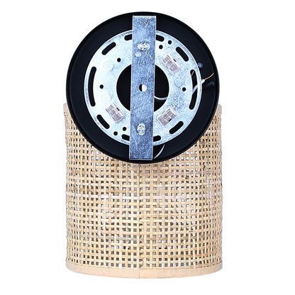 Canarm Meadow 7.5in 1-Light Vanity Light | Boho Matte Black Steel and Rattan | Bathroom & Powder Room | 7.5 x 6 x 9 in | Model IVL1206A01BK