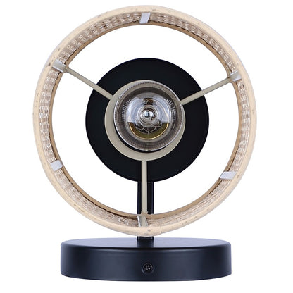 Canarm Meadow 7.5in 1-Light Vanity Light | Boho Matte Black Steel and Rattan | Bathroom & Powder Room | 7.5 x 6 x 9 in | Model IVL1206A01BK
