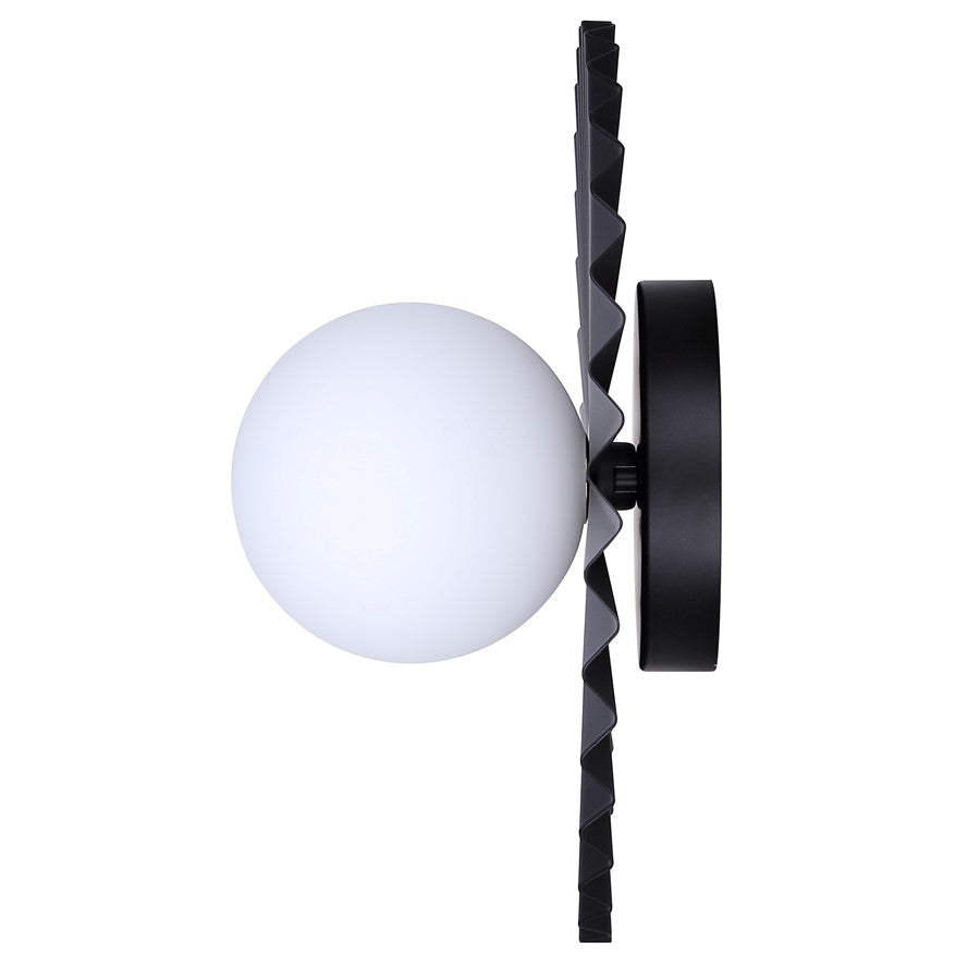 Canarm Payton 12in 1-Light Vanity Light | Matte Black and Opal Glass | Bathroom Vanity & Wall Sconce | 12 x 6.75 x 12 in | Model IVL1210A01BK9