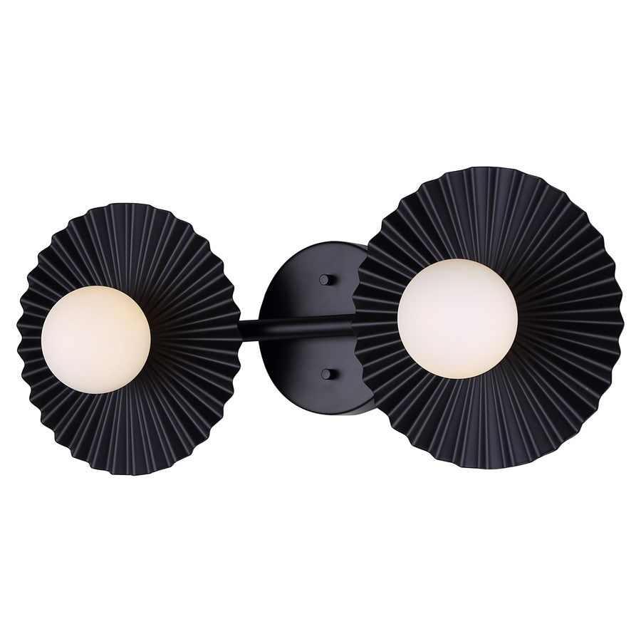 Canarm Payton 20in 2-Light Vanity Light | Matte Black and Opal Glass | Bathroom Vanity & Grooming | 20 x 6.75 x 8.12 in | Model IVL1210A02BK9