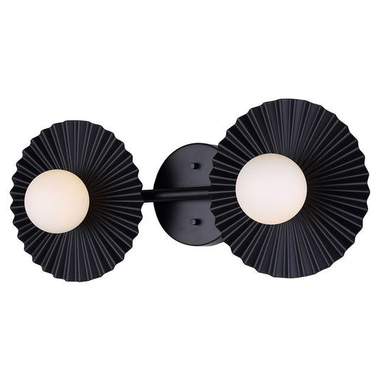 Canarm Payton 20in 2-Light Vanity Light | Matte Black and Opal Glass | Bathroom Vanity & Grooming | 20 x 6.75 x 8.12 in | Model IVL1210A02BK9