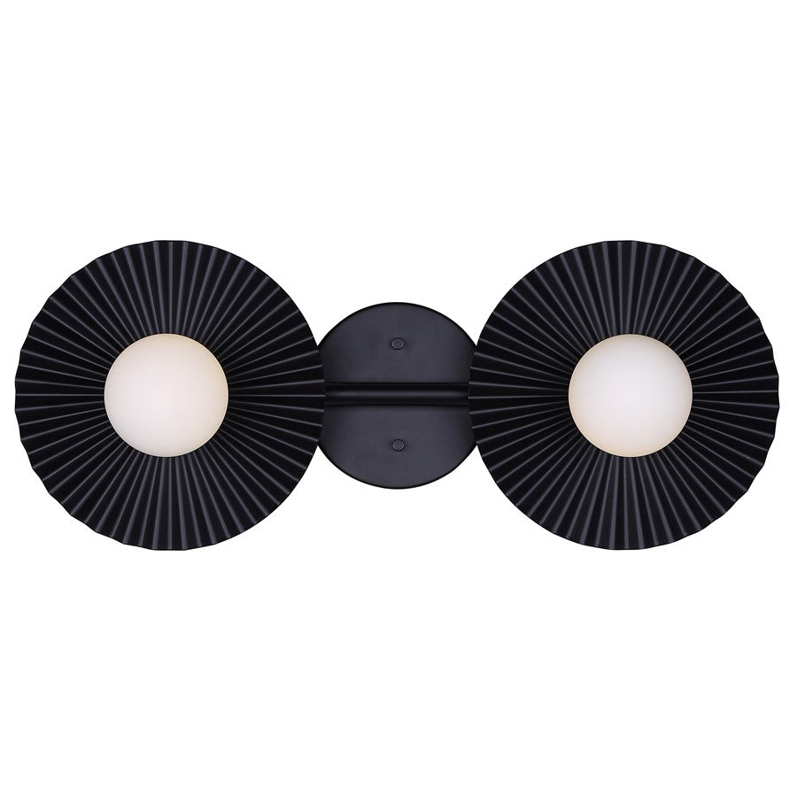 Canarm Payton 20in 2-Light Vanity Light | Matte Black and Opal Glass | Bathroom Vanity & Grooming | 20 x 6.75 x 8.12 in | Model IVL1210A02BK9