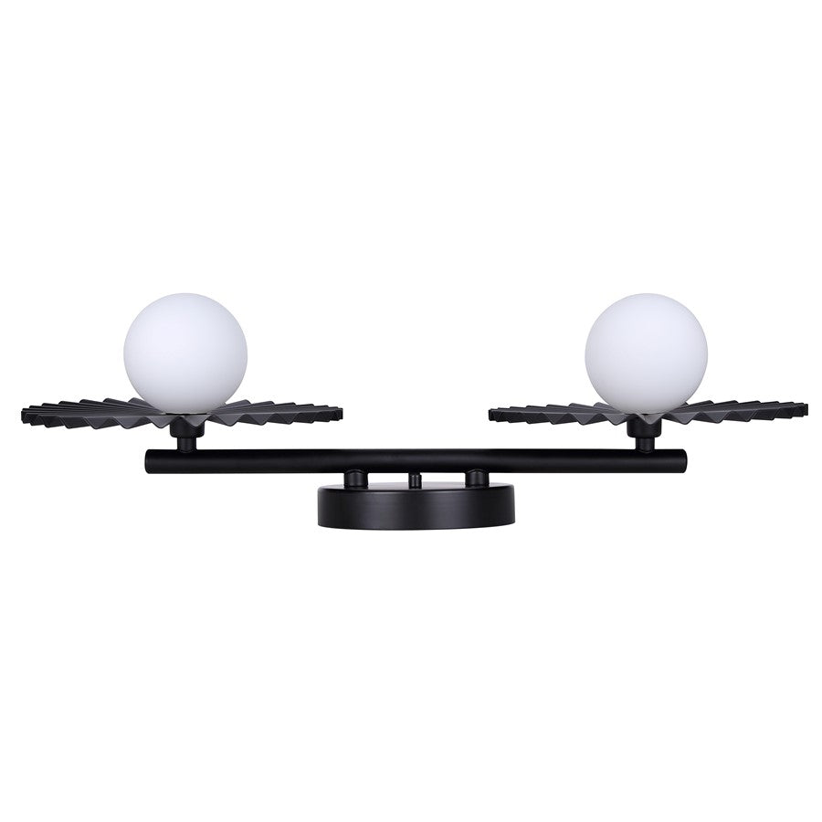 Canarm Payton 20in 2-Light Vanity Light | Matte Black and Opal Glass | Bathroom Vanity & Grooming | 20 x 6.75 x 8.12 in | Model IVL1210A02BK9