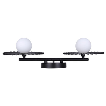 Canarm Payton 20in 2-Light Vanity Light | Matte Black and Opal Glass | Bathroom Vanity & Grooming | 20 x 6.75 x 8.12 in | Model IVL1210A02BK9