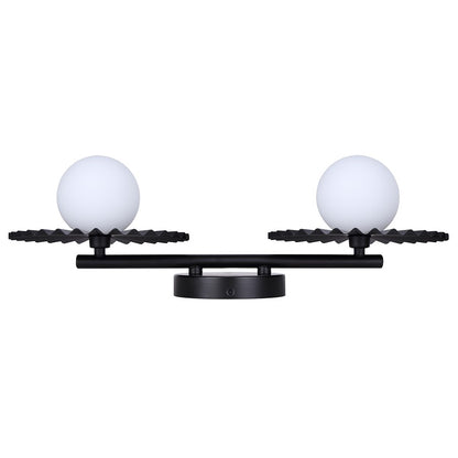 Canarm Payton 20in 2-Light Vanity Light | Matte Black and Opal Glass | Bathroom Vanity & Grooming | 20 x 6.75 x 8.12 in | Model IVL1210A02BK9