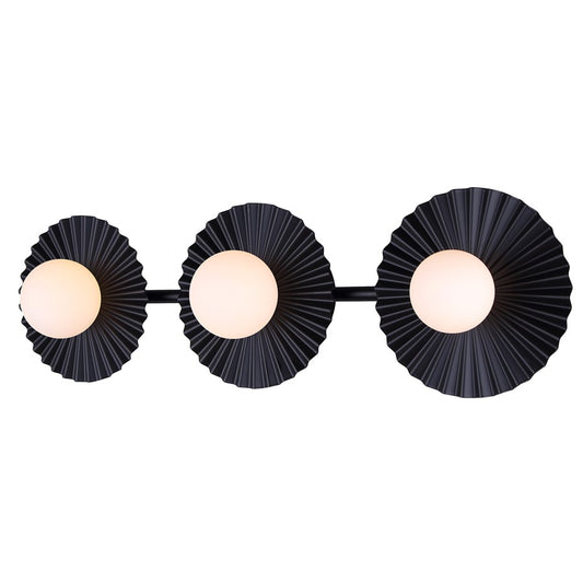 Canarm Payton 28.5in 3-Light Vanity Light | Matte Black and Opal Glass | Bathroom Vanity & Grooming | 28.5 x 6.75 x 8.12 in | Model IVL1210A03BK9
