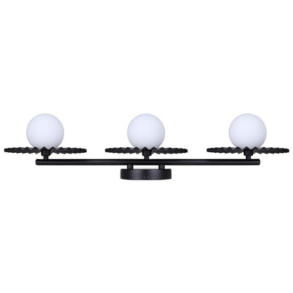 Canarm Payton 28.5in 3-Light Vanity Light | Matte Black and Opal Glass | Bathroom Vanity & Grooming | 28.5 x 6.75 x 8.12 in | Model IVL1210A03BK9