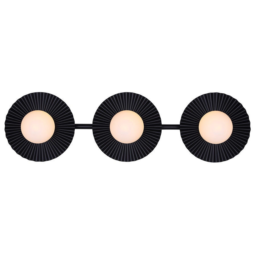 Canarm Payton 28.5in 3-Light Vanity Light | Matte Black and Opal Glass | Bathroom Vanity & Grooming | 28.5 x 6.75 x 8.12 in | Model IVL1210A03BK9