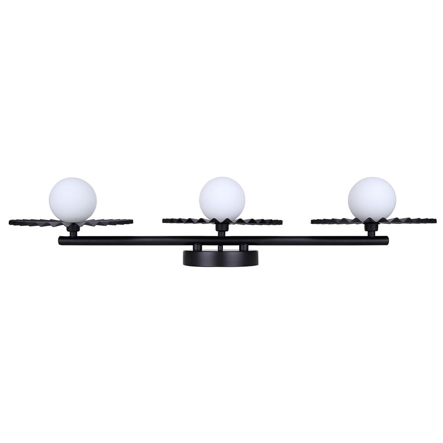 Canarm Payton 28.5in 3-Light Vanity Light | Matte Black and Opal Glass | Bathroom Vanity & Grooming | 28.5 x 6.75 x 8.12 in | Model IVL1210A03BK9