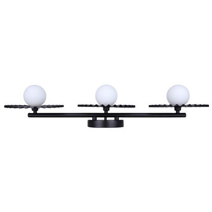Canarm Payton 28.5in 3-Light Vanity Light | Matte Black and Opal Glass | Bathroom Vanity & Grooming | 28.5 x 6.75 x 8.12 in | Model IVL1210A03BK9