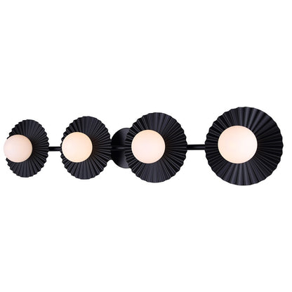 Canarm Payton 38.75in 4-Light Vanity Light | Matte Black and Opal Glass | Bathroom Vanity & Grooming | 38.75 x 6.75 x 8.12 in | Model IVL1210A04BK9