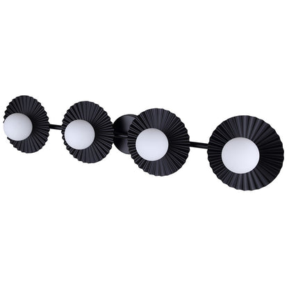 Canarm Payton 38.75in 4-Light Vanity Light | Matte Black and Opal Glass | Bathroom Vanity & Grooming | 38.75 x 6.75 x 8.12 in | Model IVL1210A04BK9