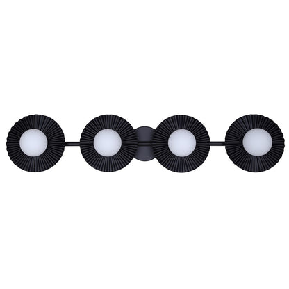 Canarm Payton 38.75in 4-Light Vanity Light | Matte Black and Opal Glass | Bathroom Vanity & Grooming | 38.75 x 6.75 x 8.12 in | Model IVL1210A04BK9