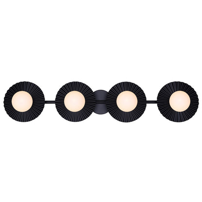 Canarm Payton 38.75in 4-Light Vanity Light | Matte Black and Opal Glass | Bathroom Vanity & Grooming | 38.75 x 6.75 x 8.12 in | Model IVL1210A04BK9