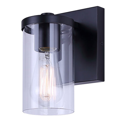 Canarm Britton 4.75in 1-Light Vanity Light | Matte Black and Clear Glass | Bathroom & Hallway | 4.75 x 6.12 x 8.62 in | Model IVL1234A01BK