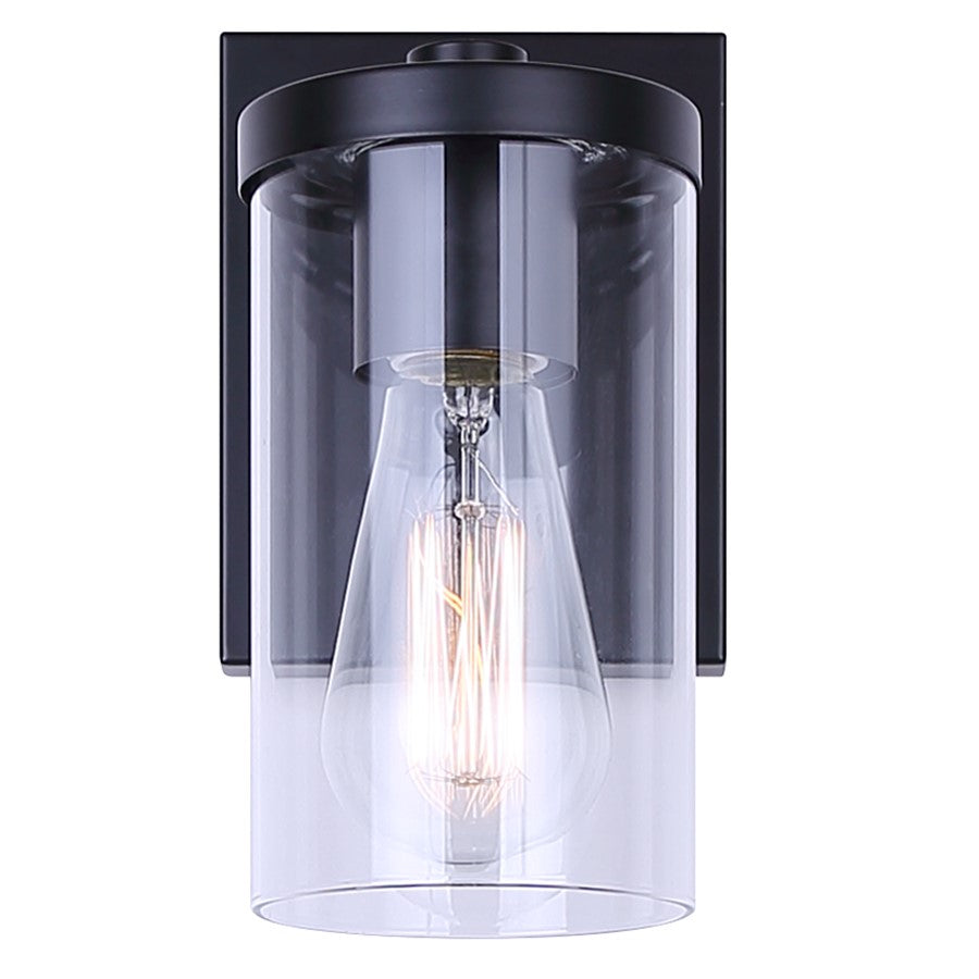Canarm Britton 4.75in 1-Light Vanity Light | Matte Black and Clear Glass | Bathroom & Hallway | 4.75 x 6.12 x 8.62 in | Model IVL1234A01BK
