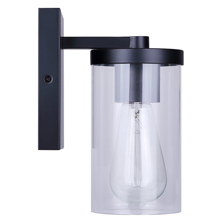 Canarm Britton 4.75in 1-Light Vanity Light | Matte Black and Clear Glass | Bathroom & Hallway | 4.75 x 6.12 x 8.62 in | Model IVL1234A01BK