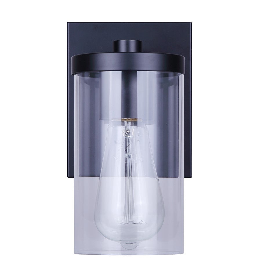 Canarm Britton 4.75in 1-Light Vanity Light | Matte Black and Clear Glass | Bathroom & Hallway | 4.75 x 6.12 x 8.62 in | Model IVL1234A01BK