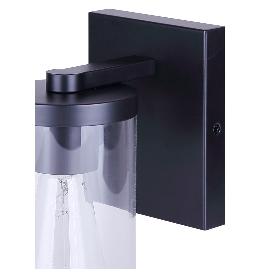 Canarm Britton 4.75in 1-Light Vanity Light | Matte Black and Clear Glass | Bathroom & Hallway | 4.75 x 6.12 x 8.62 in | Model IVL1234A01BK