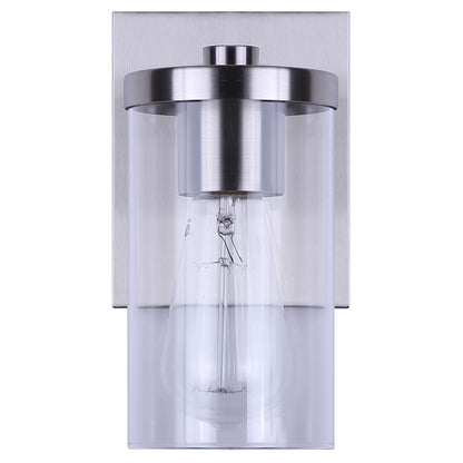 Canarm Britton 4.75in 1-Light Vanity Light | Brushed Nickel and Clear Glass | Bathroom & Hallway | 4.75 x 6.12 x 8.62 in | Model IVL1234A01BN