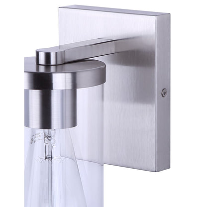 Canarm Britton 4.75in 1-Light Vanity Light | Brushed Nickel and Clear Glass | Bathroom & Hallway | 4.75 x 6.12 x 8.62 in | Model IVL1234A01BN