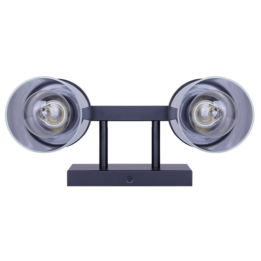 Canarm Britton 12.5in 2-Light Vanity Light | Matte Black and Clear Glass | Bathroom & Powder Room | 12.5 x 6 x 9.62 in | Model IVL1234A02BK