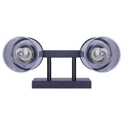 Canarm Britton 12.5in 2-Light Vanity Light | Matte Black and Clear Glass | Bathroom & Powder Room | 12.5 x 6 x 9.62 in | Model IVL1234A02BK
