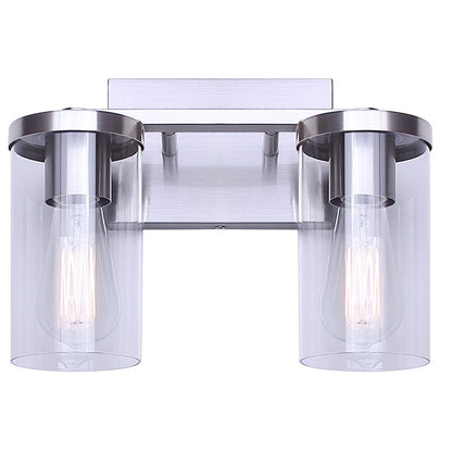 Canarm Britton 12.5in 2-Light Vanity Light | Brushed Nickel and Clear Glass | Bathroom & Powder Room | 12.5 x 6 x 9.62 in | Model IVL1234A02BN