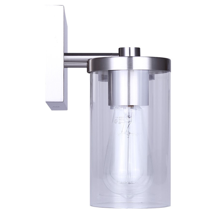 Canarm Britton 12.5in 2-Light Vanity Light | Brushed Nickel and Clear Glass | Bathroom & Powder Room | 12.5 x 6 x 9.62 in | Model IVL1234A02BN