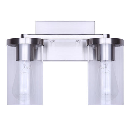 Canarm Britton 12.5in 2-Light Vanity Light | Brushed Nickel and Clear Glass | Bathroom & Powder Room | 12.5 x 6 x 9.62 in | Model IVL1234A02BN