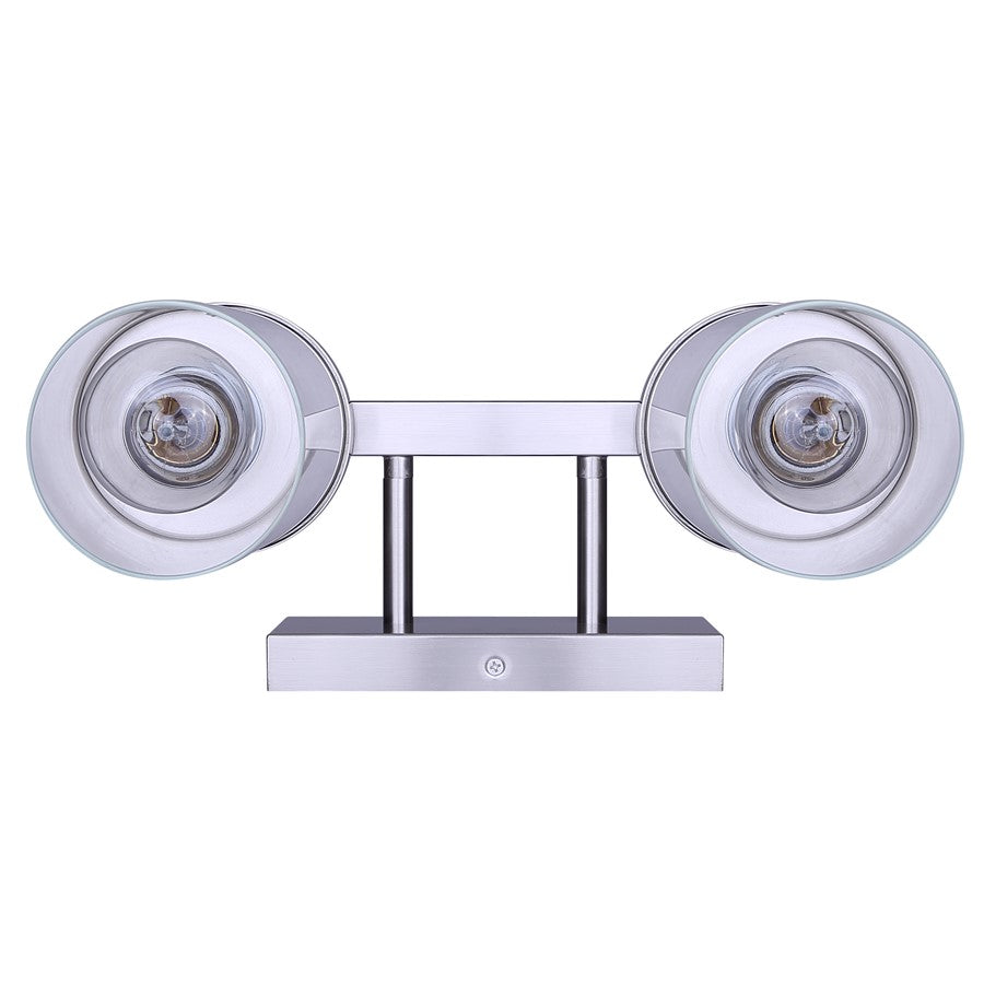 Canarm Britton 12.5in 2-Light Vanity Light | Brushed Nickel and Clear Glass | Bathroom & Powder Room | 12.5 x 6 x 9.62 in | Model IVL1234A02BN